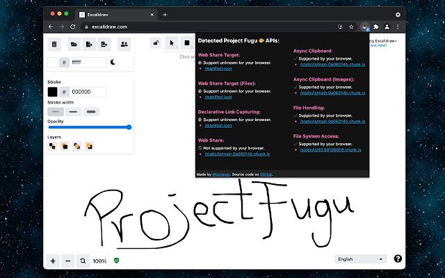 How Fugu is the Web?  from Chrome web store to be run with OffiDocs Chromium online