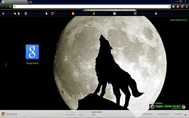 Motyw Howling Wolf ze sklepu internetowego Chrome można uruchamiać w trybie online za pomocą OffiDocs Chromium
