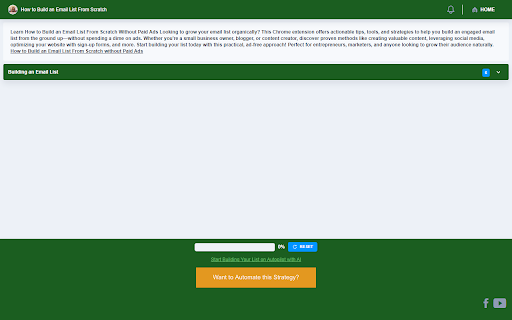 How to Build an Email List From Scratch  from Chrome web store to be run with OffiDocs Chromium online How to Build an Email List From Scratch  from Chrome web store to be run with OffiDocs Chromium online