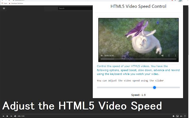 HTML5 Video Speed Control  from Chrome web store to be run with OffiDocs Chromium online