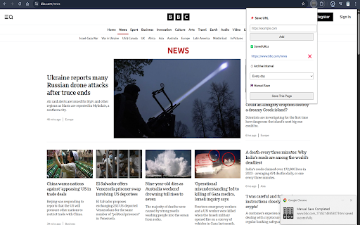 HTML Archiver with SingleFile  from Chrome web store to be run with OffiDocs Chromium online