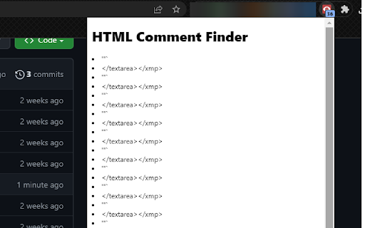HTML Comments Finder  from Chrome web store to be run with OffiDocs Chromium online