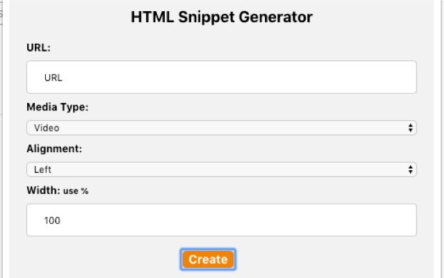 HTML Snippet Generator de Chrome web store para ejecutarse con OffiDocs Chromium en línea