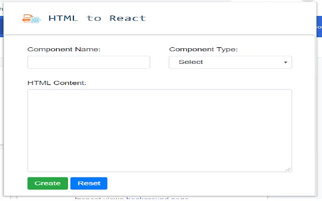 HTML To React از فروشگاه وب Chrome برای اجرای آنلاین با OffiDocs Chromium