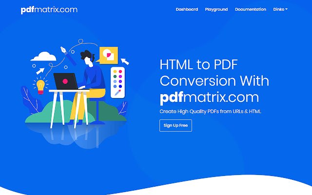 HTML/URL naar PDF met pdfmatrix.com vanuit de Chrome-webwinkel, uit te voeren met OffiDocs Chromium online