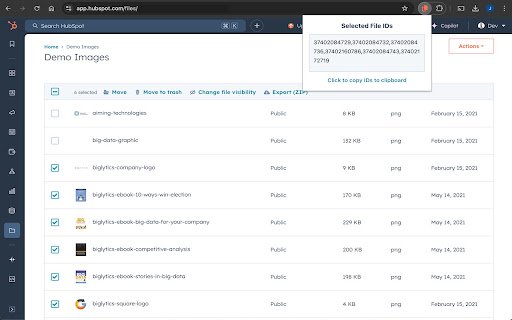 Hubspot File ID Extractor  from Chrome web store to be run with OffiDocs Chromium online