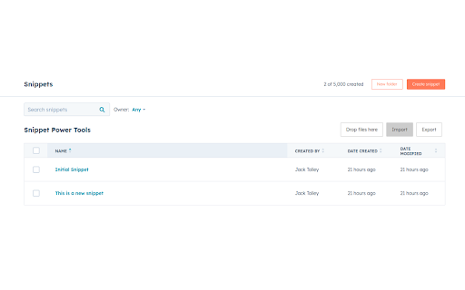 Hubspot Snippet Powertools  from Chrome web store to be run with OffiDocs Chromium online