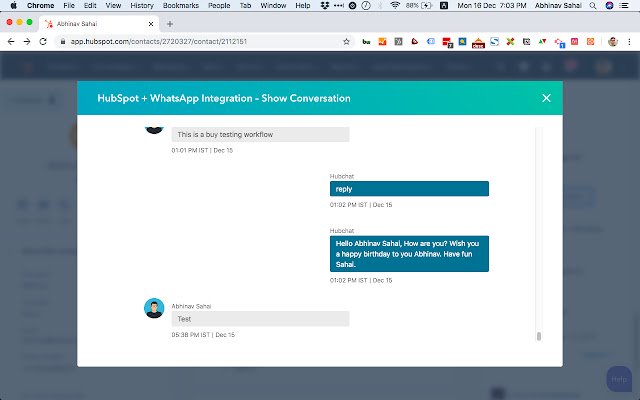 HubSpot + WhatsApp-Integration aus dem Chrome-Webshop zur Ausführung mit OffiDocs Chromium online