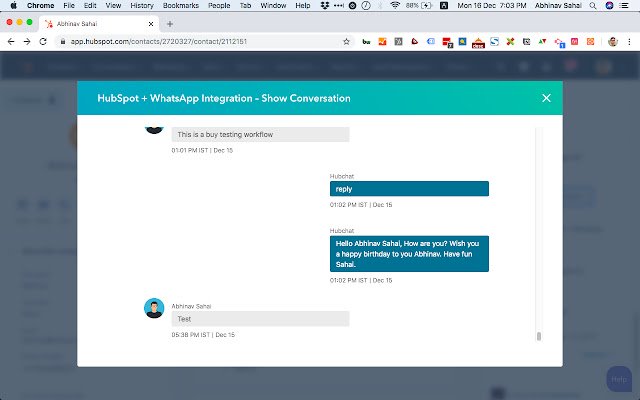 دمج HubSpot + WhatsApp من متجر Chrome الإلكتروني ليتم تشغيله باستخدام OffiDocs Chromium عبر الإنترنت