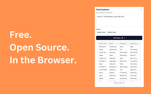 Hugging Face Data Explorer  from Chrome web store to be run with OffiDocs Chromium online
