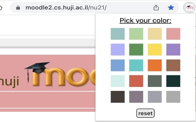 Chrome web mağazasından Huji Moodle Renk Seçici, OffiDocs Chromium çevrimiçi ile çalıştırılacak