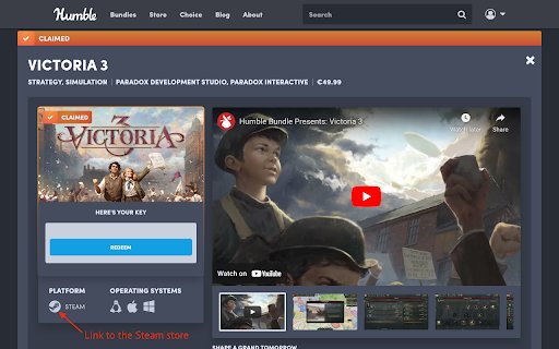 Humble Bundle Choice Steam Links  from Chrome web store to be run with OffiDocs Chromium online