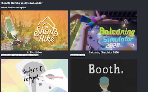 Humble Bundle Trove Downloader  from Chrome web store to be run with OffiDocs Chromium online