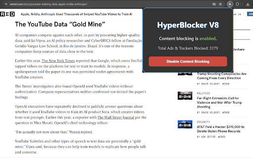 HyperBlocker  from Chrome web store to be run with OffiDocs Chromium online