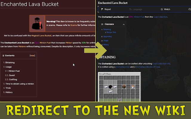 Hypixel SkyBlock Wiki Redirector  from Chrome web store to be run with OffiDocs Chromium online