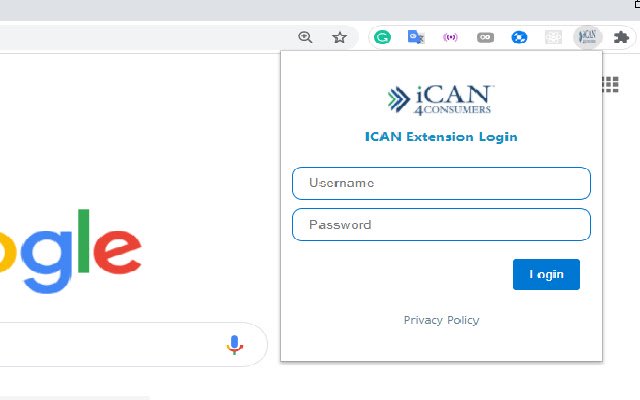 La extensión ICAN4Consumers de Chrome web store se ejecutará con OffiDocs Chromium en línea