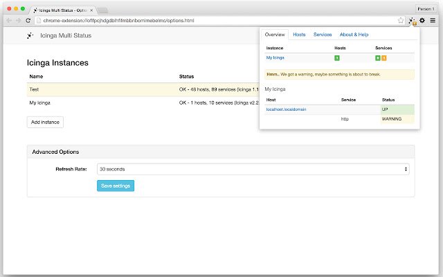 Icinga Multi Status da Chrome Web Store para ser executado com OffiDocs Chromium online