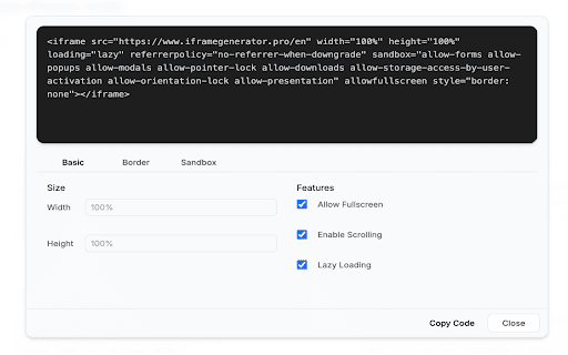 IFrame Generator  from Chrome web store to be run with OffiDocs Chromium online