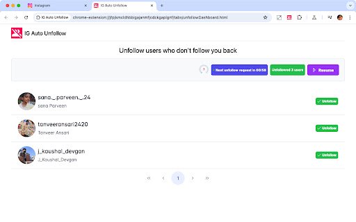 IG Auto Unfollow  from Chrome web store to be run with OffiDocs Chromium online