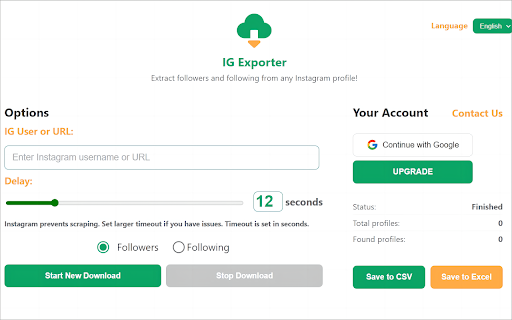 IG Follower Export Tool  from Chrome web store to be run with OffiDocs Chromium online