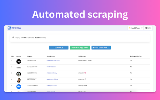 IGFollow Follower Export Tool for Ins  from Chrome web store to be run with OffiDocs Chromium online
