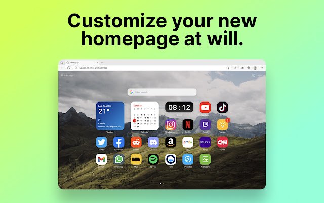 iHomepage từ cửa hàng Chrome trực tuyến sẽ được chạy với OffiDocs Chromium trực tuyến