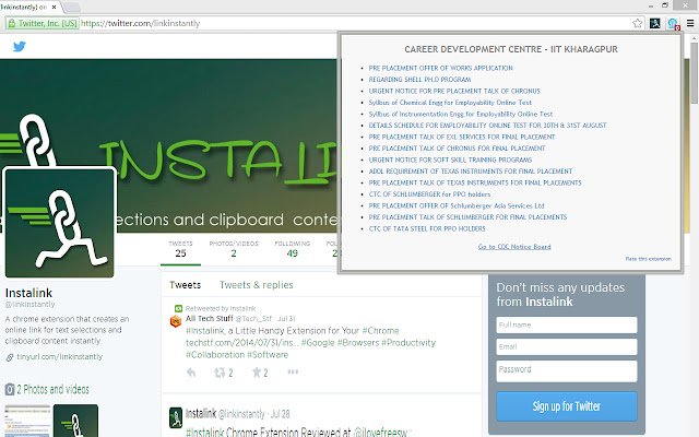 IIT Kharagpur TnP/CDC Extension  from Chrome web store to be run with OffiDocs Chromium online
