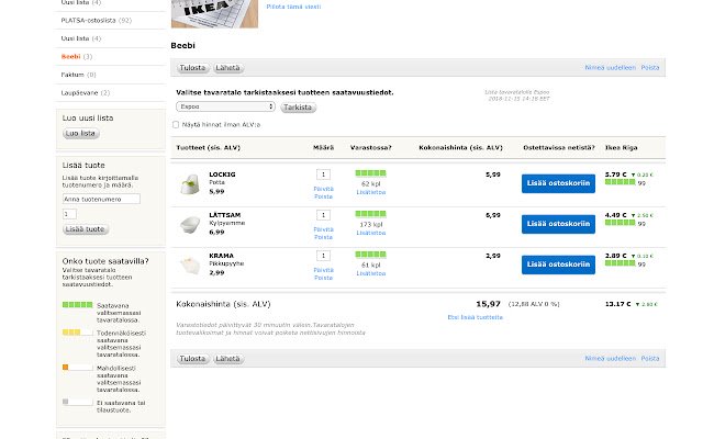 IKEA Finlande vers la Lettonie depuis la boutique en ligne Chrome sera gérée avec OffiDocs Chromium en ligne