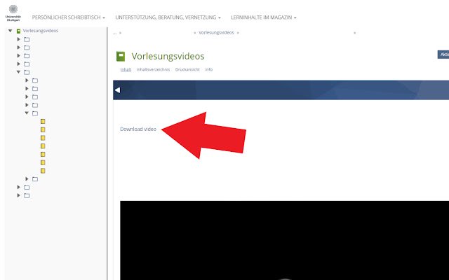 ILIAS Uni Stuttgart Video Downloader de la boutique en ligne Chrome à exécuter avec OffiDocs Chromium en ligne