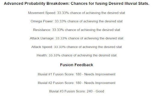 Illuvium Creature Fusion Calculator  from Chrome web store to be run with OffiDocs Chromium online