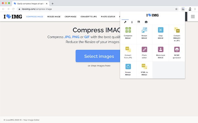 क्रोम वेब स्टोर से छवि संपादक उपकरण iLoveIMG ऑनलाइन ऑफिस डॉक्स क्रोमियम के साथ चलाया जाएगा