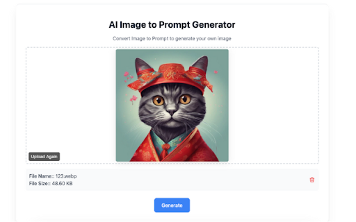 Image to Prompt AI | Generate Prompts for SD/MJ/Flux.  from Chrome web store to be run with OffiDocs Chromium online