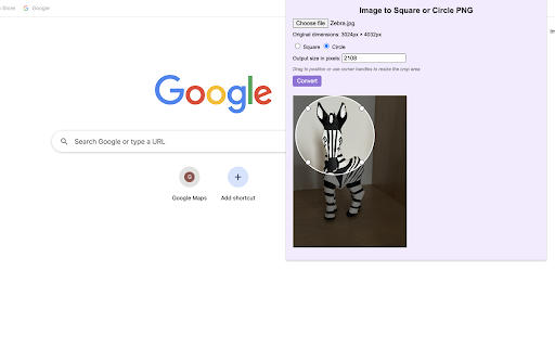 Image to Square or Circle PNG  from Chrome web store to be run with OffiDocs Chromium online