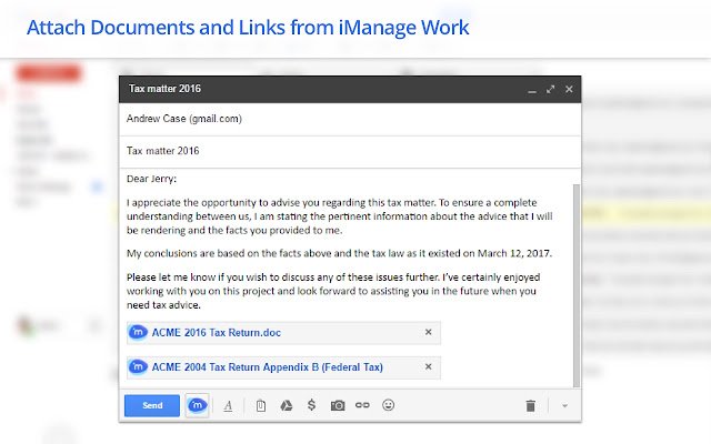 iManage Work for Gmail  from Chrome web store to be run with OffiDocs Chromium online