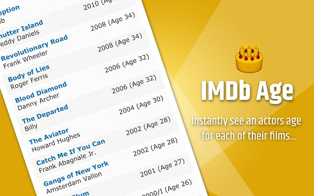 IMDb Age  from Chrome web store to be run with OffiDocs Chromium online
