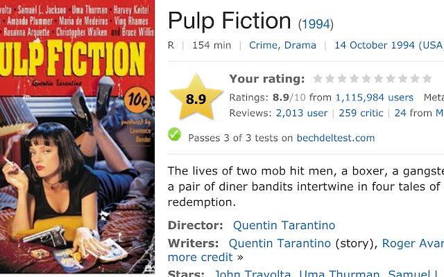 IMDB Bechdel ratings  from Chrome web store to be run with OffiDocs Chromium online