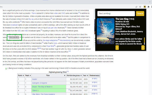 IMDb Movie Search  from Chrome web store to be run with OffiDocs Chromium online