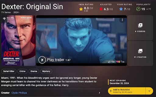 IMDb Rating Adjuster  from Chrome web store to be run with OffiDocs Chromium online