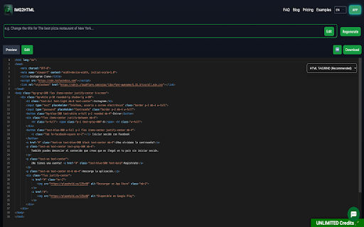 IMG2HTML: Screenshot Capture to code  from Chrome web store to be run with OffiDocs Chromium online