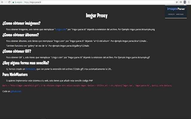 Imgur Parser  from Chrome web store to be run with OffiDocs Chromium online