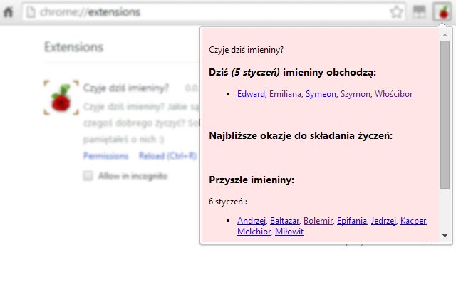 Imieny. Życzenia và każdą okazję. từ cửa hàng Chrome trực tuyến để chạy trực tuyến với OffiDocs Chrome