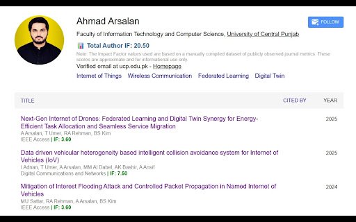 Impact Factor Finder  from Chrome web store to be run with OffiDocs Chromium online