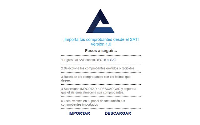 Importa o descarga tus CFDI del SAT  from Chrome web store to be run with OffiDocs Chromium online