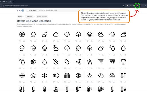 Import svgrepo to Eagle  from Chrome web store to be run with OffiDocs Chromium online