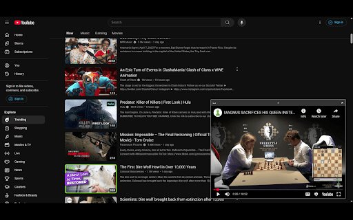 Improved YouTube Miniplayer  from Chrome web store to be run with OffiDocs Chromium online