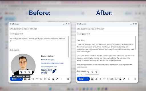 ImproveMail  from Chrome web store to be run with OffiDocs Chromium online