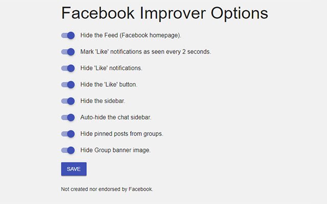 Improve your Facebook (by Lapzor)  from Chrome web store to be run with OffiDocs Chromium online