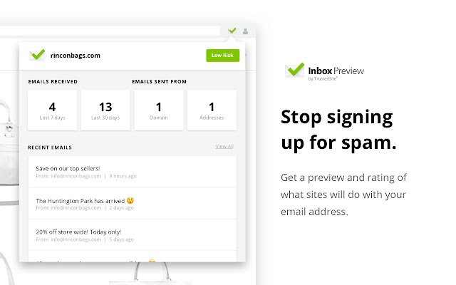 Inbox Preview by TrustedSite  from Chrome web store to be run with OffiDocs Chromium online
