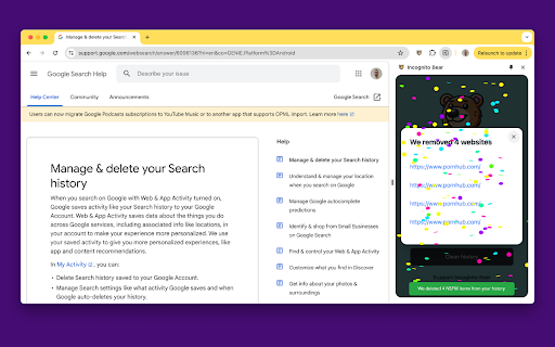 Incognito Bear: Remove NSFW Websites  from Chrome web store to be run with OffiDocs Chromium online