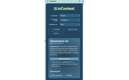inContext  from Chrome web store to be run with OffiDocs Chromium online